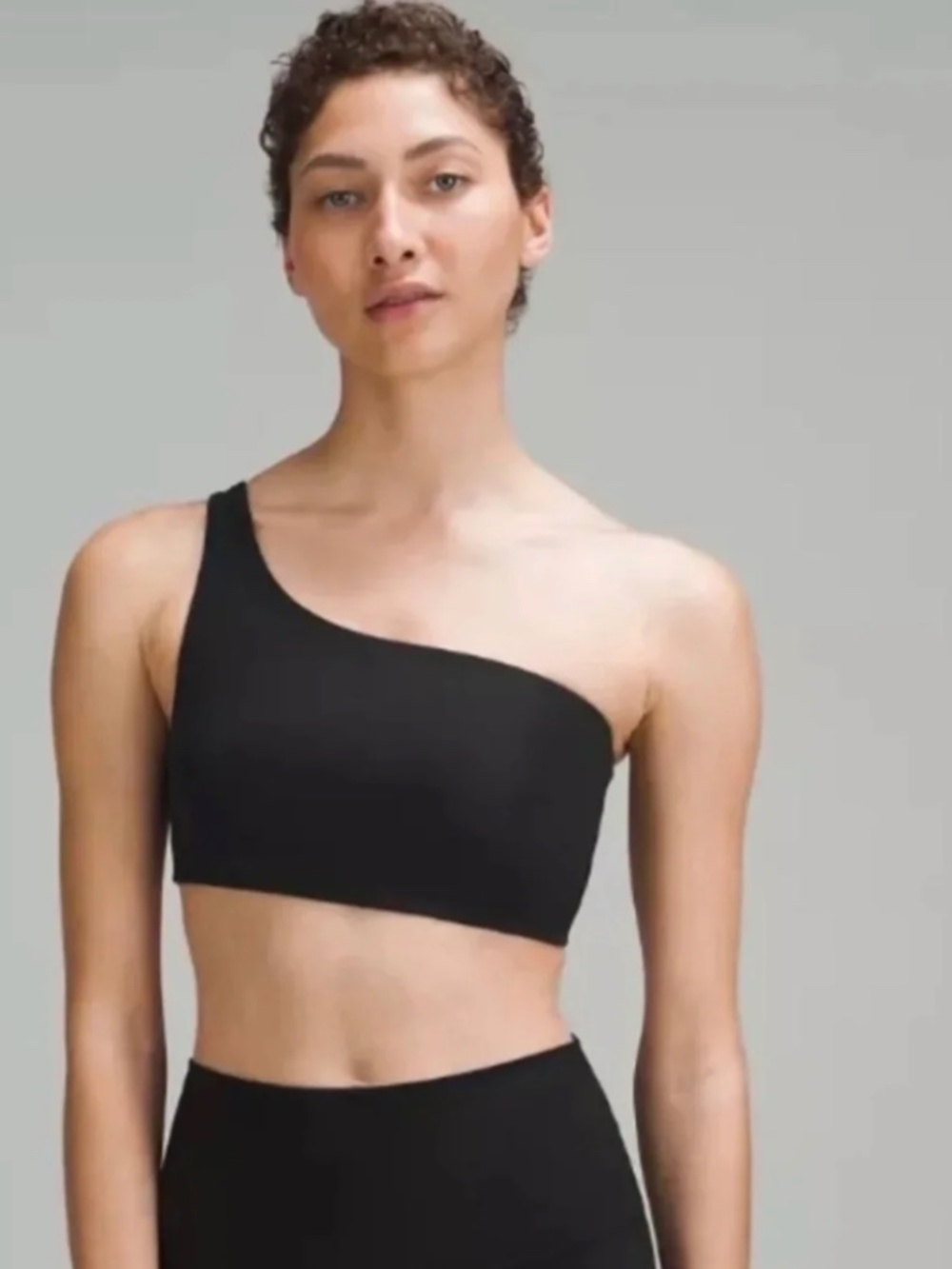 Lululemon Ribbed Nulu Asymmetrical Yoga Bra in Black